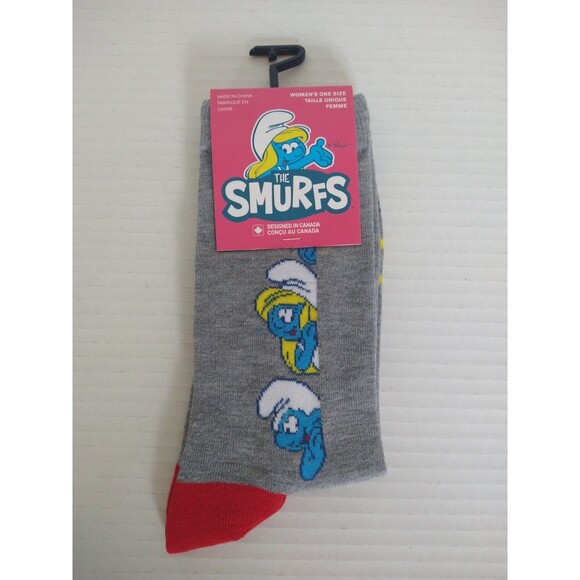 NEW Smurfs Smurfette Blue Gray Novelty Collectable Socks gift cartoons animation - Picture 1 of 5